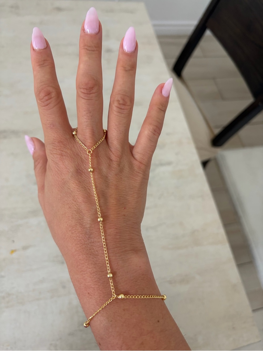 Delicate Gold  plated Hand Chain Bracelet - Women's Body Jewelry